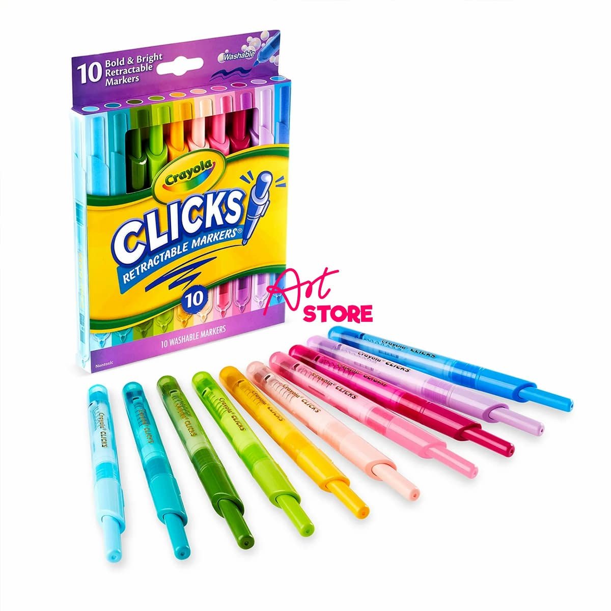 Bút Lông Màu Crayola Clicks Retractable Dạng Ngòi Bấm Dễ Rửa - 10 Colors