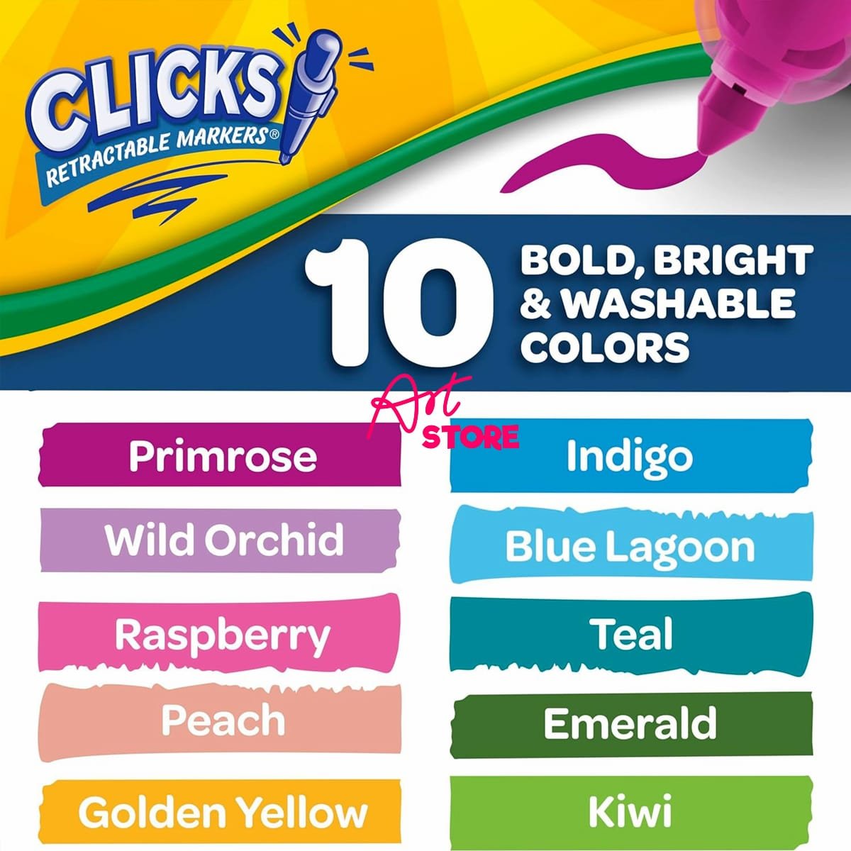 Bút Lông Màu Crayola Clicks Retractable Dạng Ngòi Bấm Dễ Rửa - 10 Colors