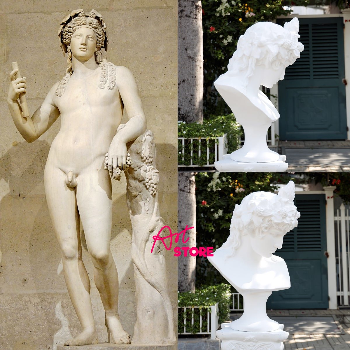 Chân Dung Tượng Thạch Cao Thần Dionysus MS132