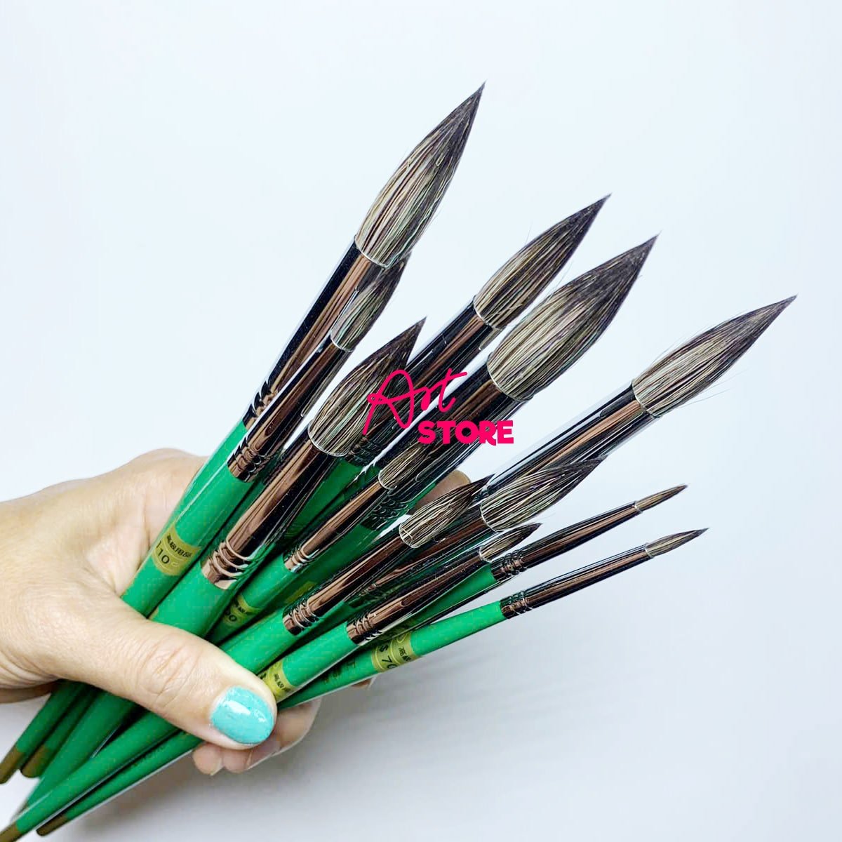Cọ Vẽ Đầu Nhọn Lông Sói Tự Nhiên Cao Cấp Cán Xanh – Cọ Vẽ Màu Nước Cao Cấp Chuyên Nghiệp Cheng Te (1)
