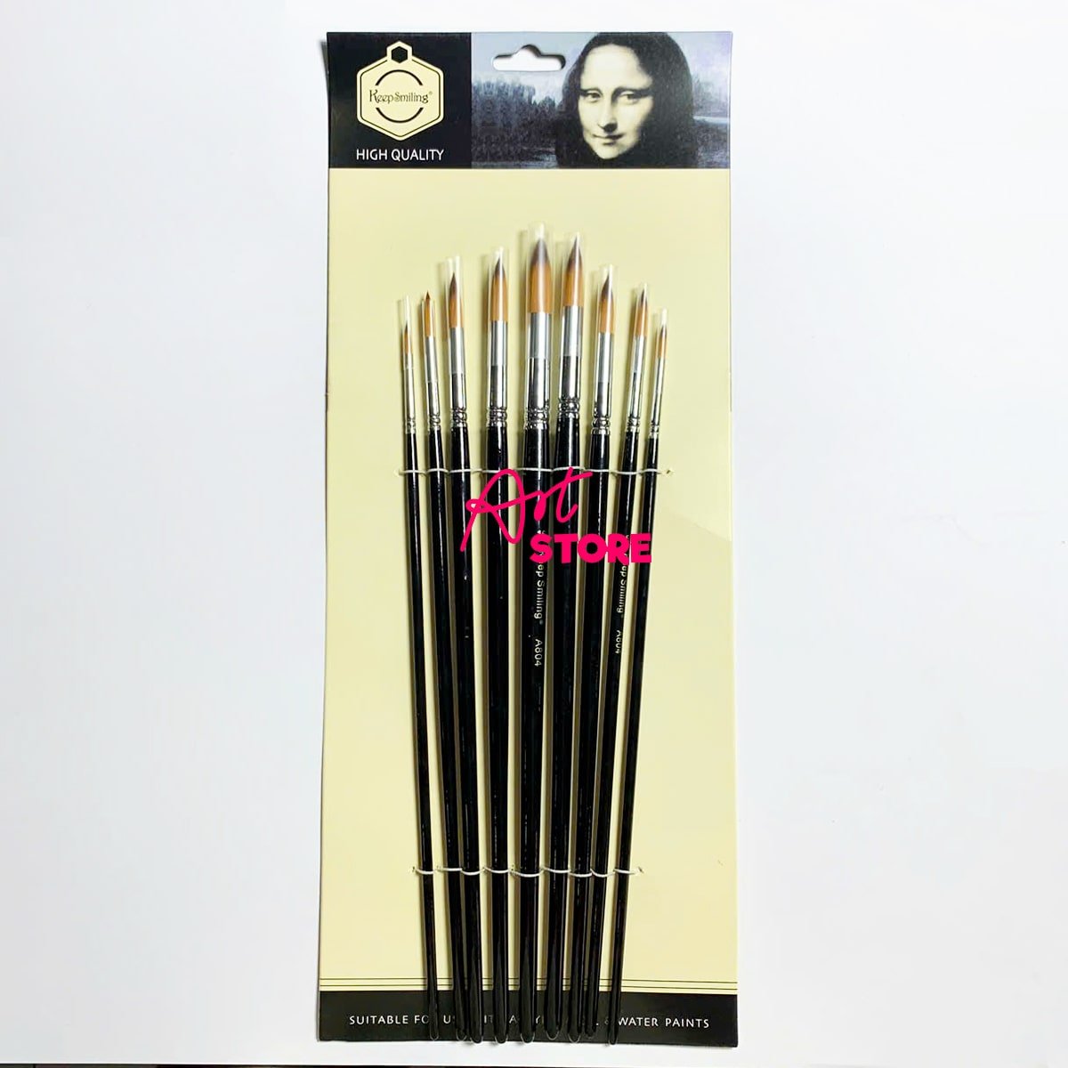 Bộ Cọ Vẽ Đầu Nhọn Keep Smiling A804 – Chuyên Dụng Cho Acrylic, Gouache, Màu Nước – 9pcs