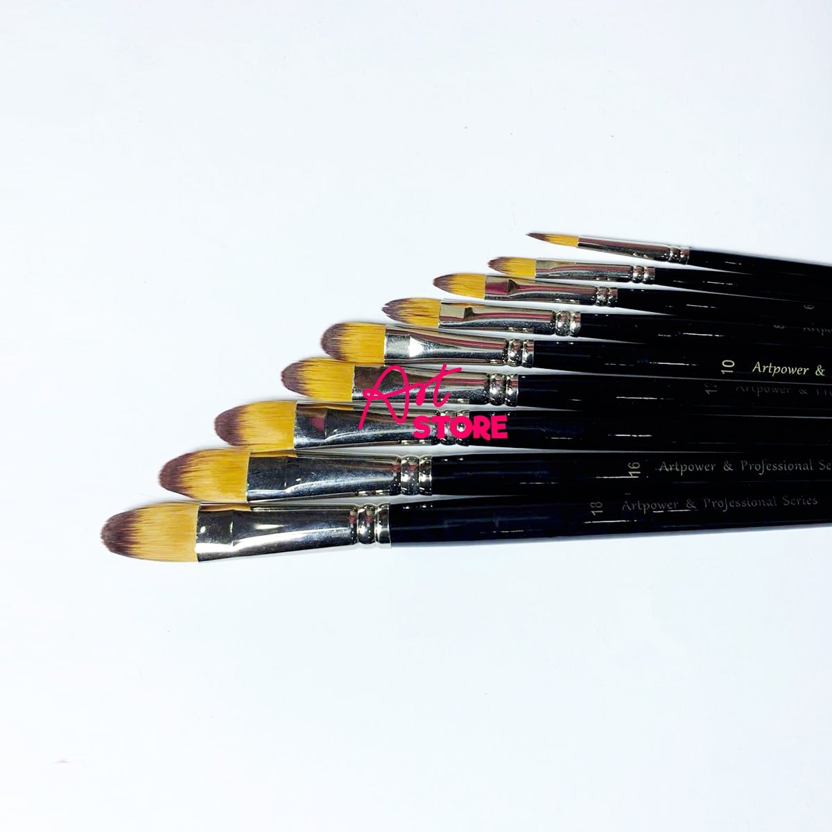 Bộ Cọ Vẽ Đầu Oval ART POWER HWT045 – Chuyên Dụng Cho Acrylic, Gouache, Màu Nước – 9pcs