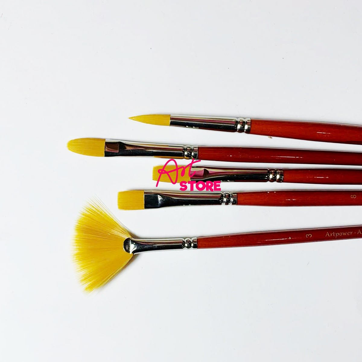 Bộ Cọ Vẽ Đầu Vàng 5 Cây ARTPOWER MA136 – Đa Năng Cho Màu Nước & Acrylic