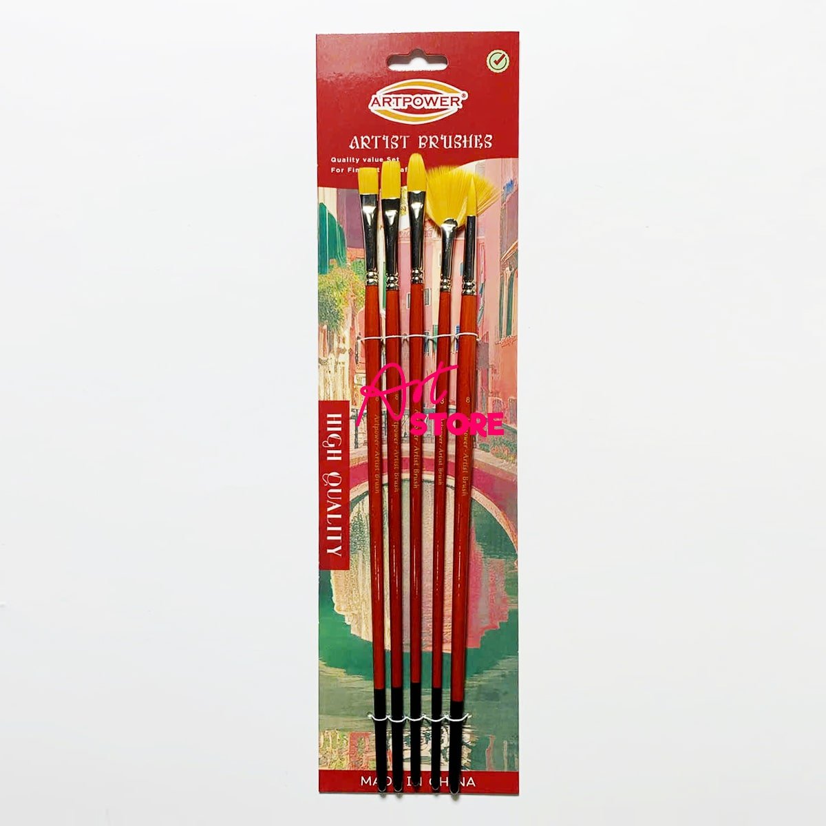Bộ Cọ Vẽ Đầu Vàng 5 Cây ARTPOWER MA136 – Đa Năng Cho Màu Nước & Acrylic