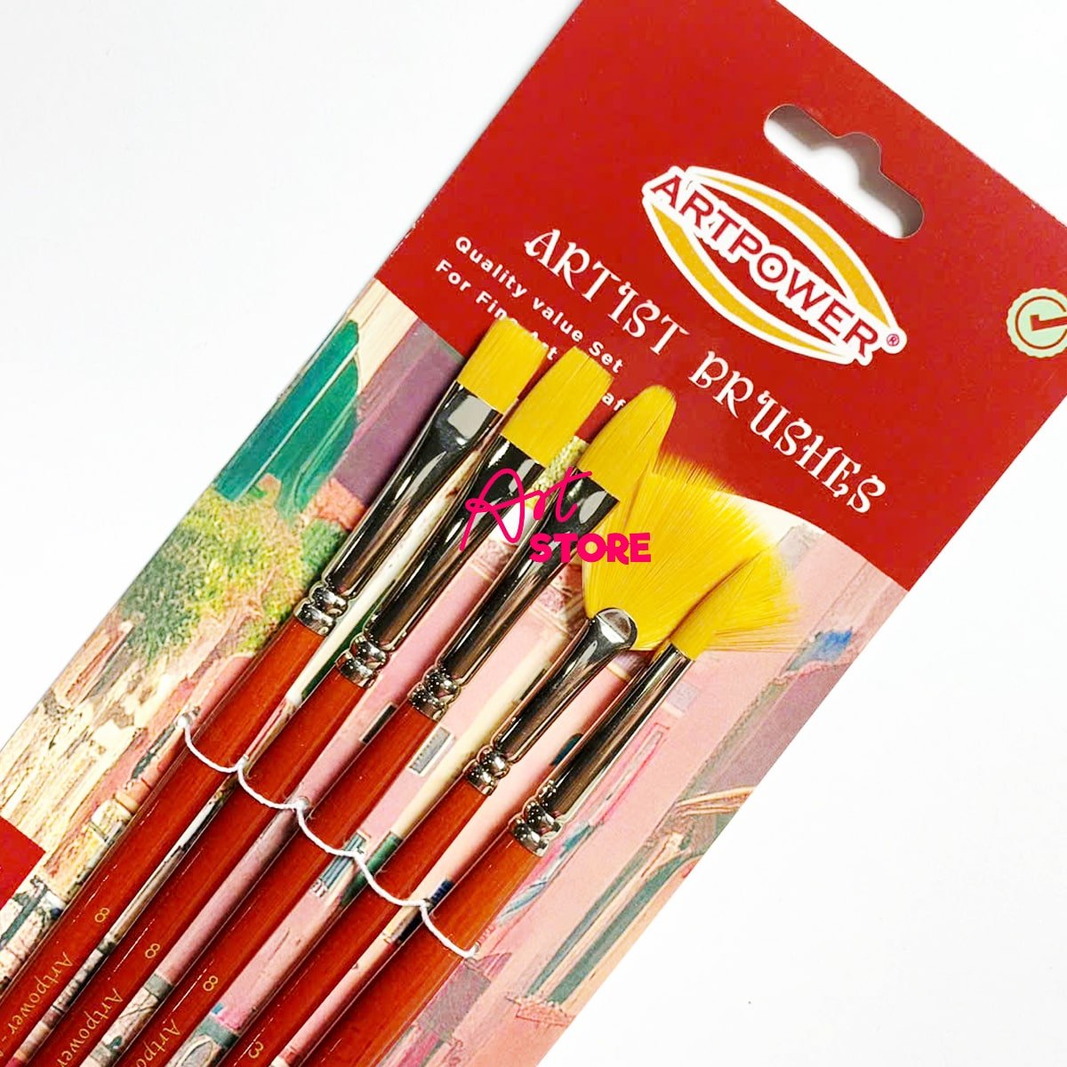 Bộ Cọ Vẽ Đầu Vàng 5 Cây ARTPOWER MA136 – Đa Năng Cho Màu Nước & Acrylic