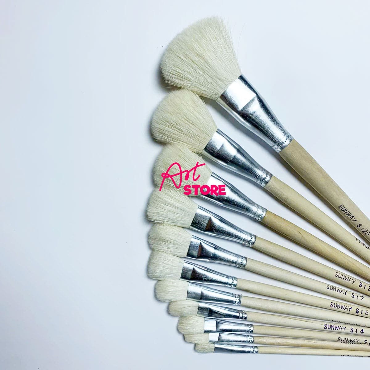 Cọ Lông Thỏ Đầu Tròn Sunway Khuy Bạc - Cọ Chuyên Tán Màu Vẽ Tranh, Vẽ Gốm, Quét Keo, Quét Hóa Chất Công Nghiệp