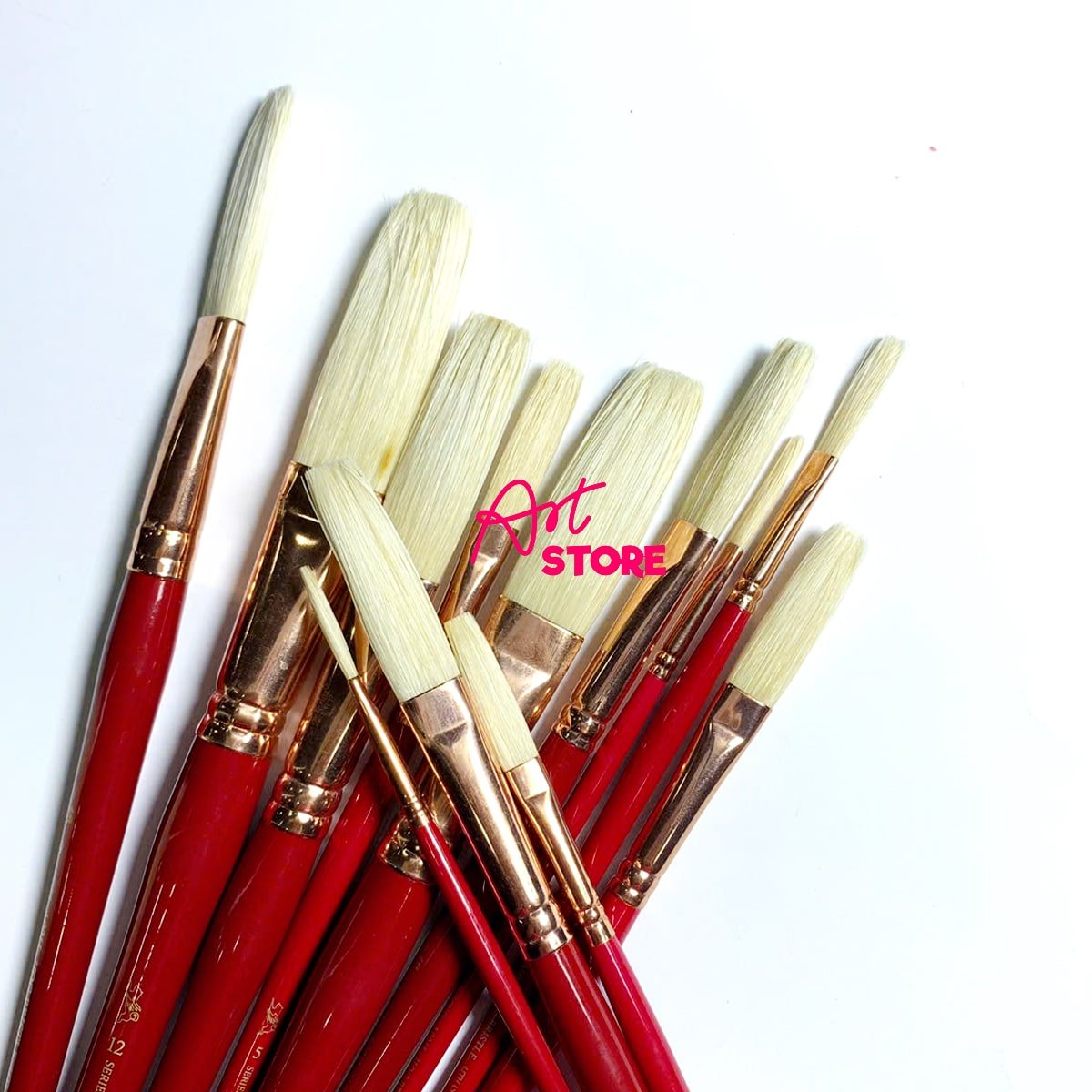 Full Size Cọ Vẽ Lông Heo Dài Đầu Dẹp Chuyên Dụng Cho Sơn Dầu & Acrylic – Cọ Nhật Lith Lynna A001L