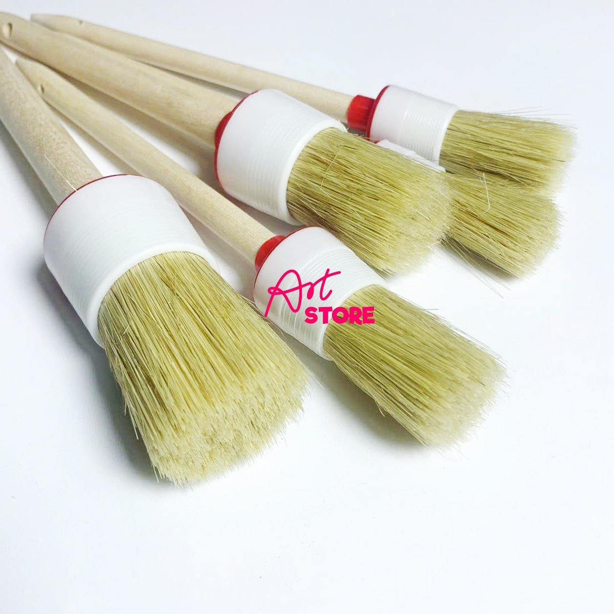 Bộ Cọ Tròn Lông Heo Tự Nhiên Đa Năng – Dụng Cụ Sơn, Quét Keo, Quét Hóa Chất - 5pcs