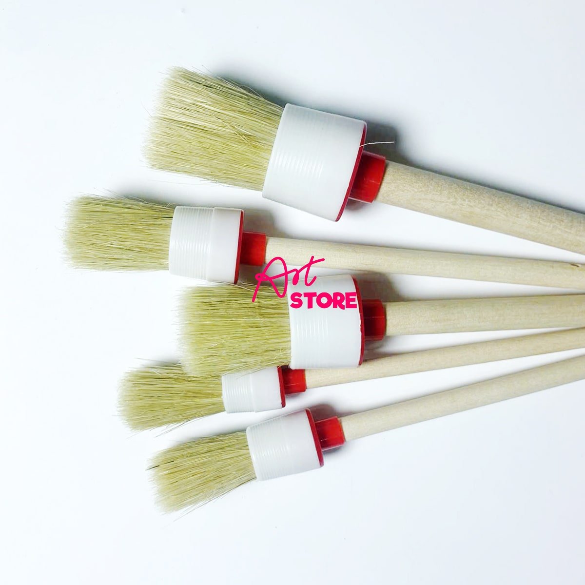 Bộ Cọ Tròn Lông Heo Tự Nhiên Đa Năng – Dụng Cụ Sơn, Quét Keo, Quét Hóa Chất - 5pcs