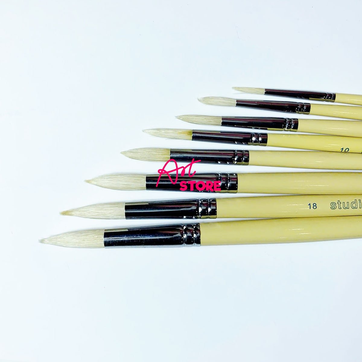 Bộ Cọ Lông Heo Đầu Tròn Studio SUNWAY 8pc – Cọ Vẽ Sơn Dầu & Acrylic Chuyên Nghiệp
