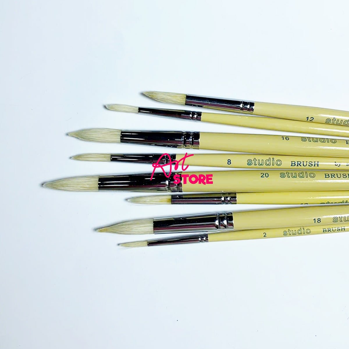 Bộ Cọ Lông Heo Đầu Tròn Studio SUNWAY 8pc – Cọ Vẽ Sơn Dầu & Acrylic Chuyên Nghiệp