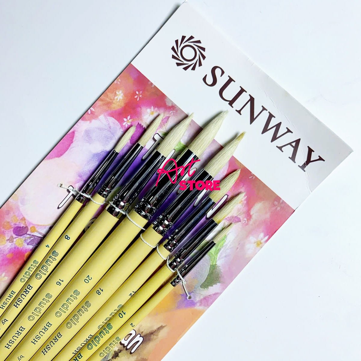 Bộ Cọ Lông Heo Đầu Tròn Studio SUNWAY 8pc – Cọ Vẽ Sơn Dầu & Acrylic Chuyên Nghiệp