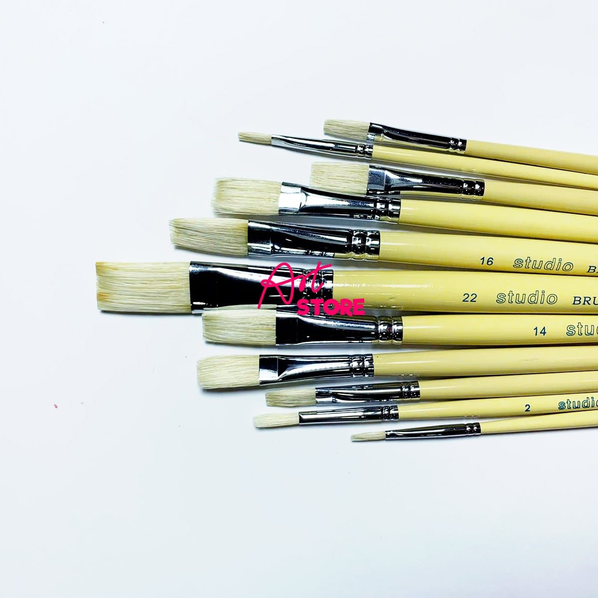 Bộ Cọ Lông Heo Dẹp Studio SUNWAY 11pc – Cọ Vẽ Sơn Dầu & Acrylic Chuyên Nghiệp, Độ Bền Cao