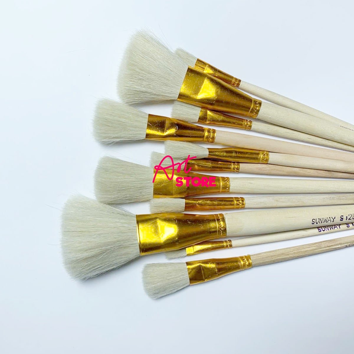 Cọ Lông Thỏ Đầu Bằng Sunway Khuy Vàng - Cọ Chuyên Tán Màu Vẽ Tranh, Cọ Dát Vàng, Quét Keo, Quét Hóa Chất Công Nghiệp