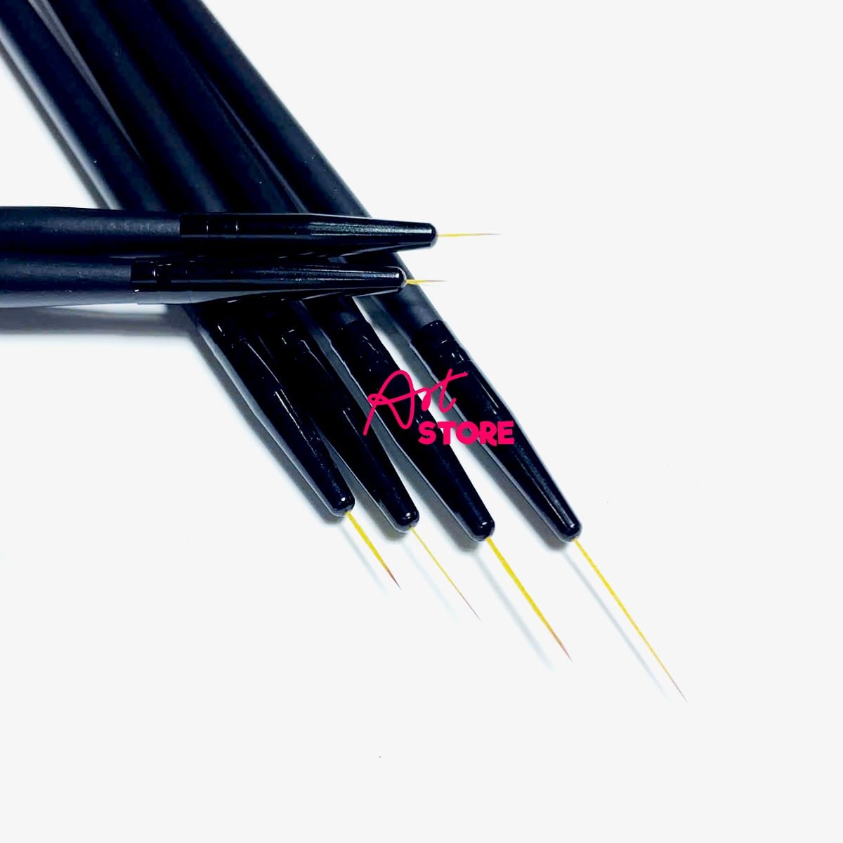 Bộ Cọ Nail Siêu Mảnh 6 Cây – Thân Trong Đen, Đầu Lông Tinh Xảo Cho Nail Art