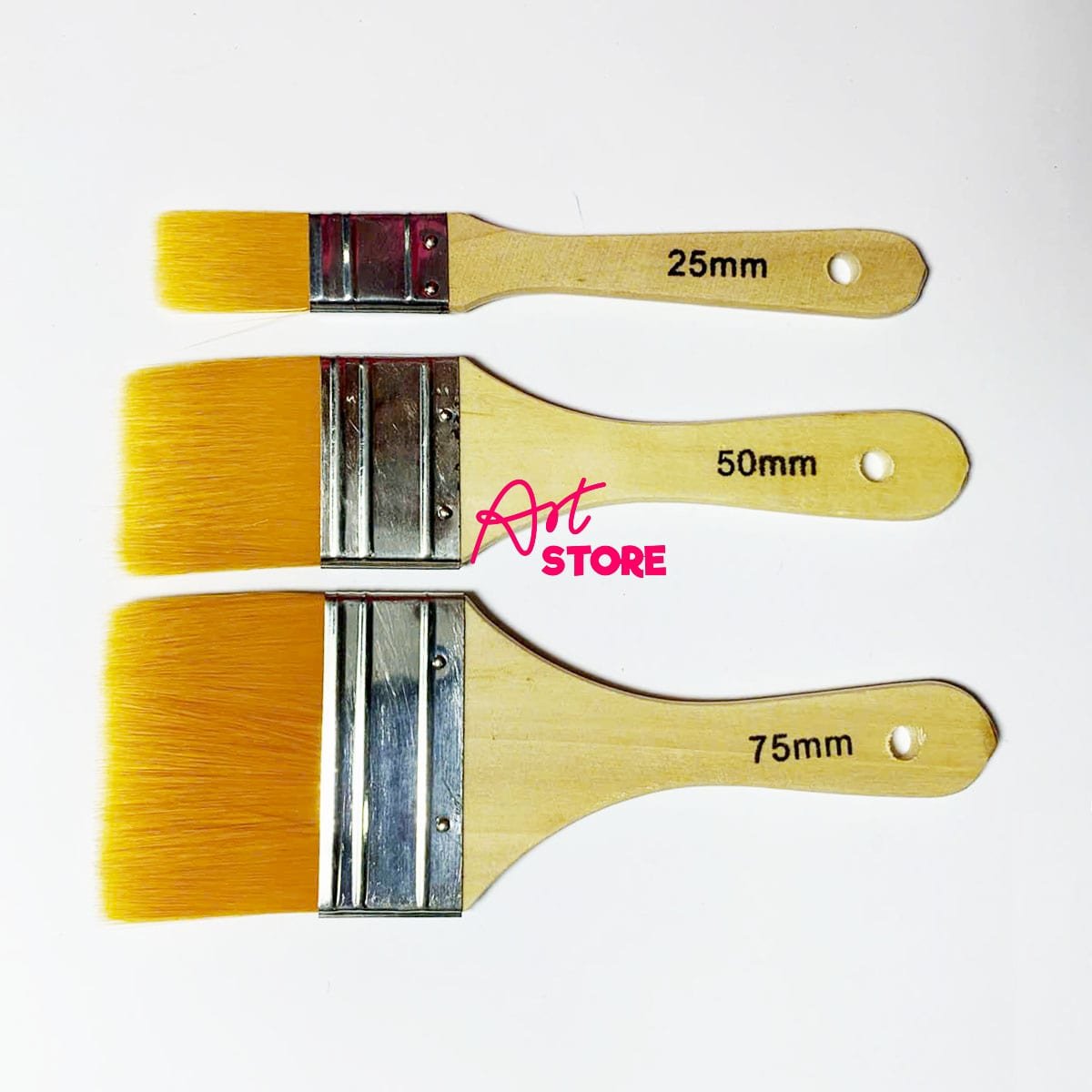 Panh Xô Nylon Vẽ Nền ART POWER 3pc – Cọ Bản To Cán Gỗ Dẻo Mềm, Quét Nền Siêu Đều