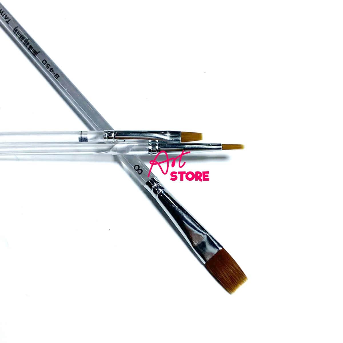 Bộ 3 Cọ Dẹp Cán Trong Suốt – Cọ Vẽ Mềm, Bền, Chuẩn Cho Người Mới Bắt Đầu