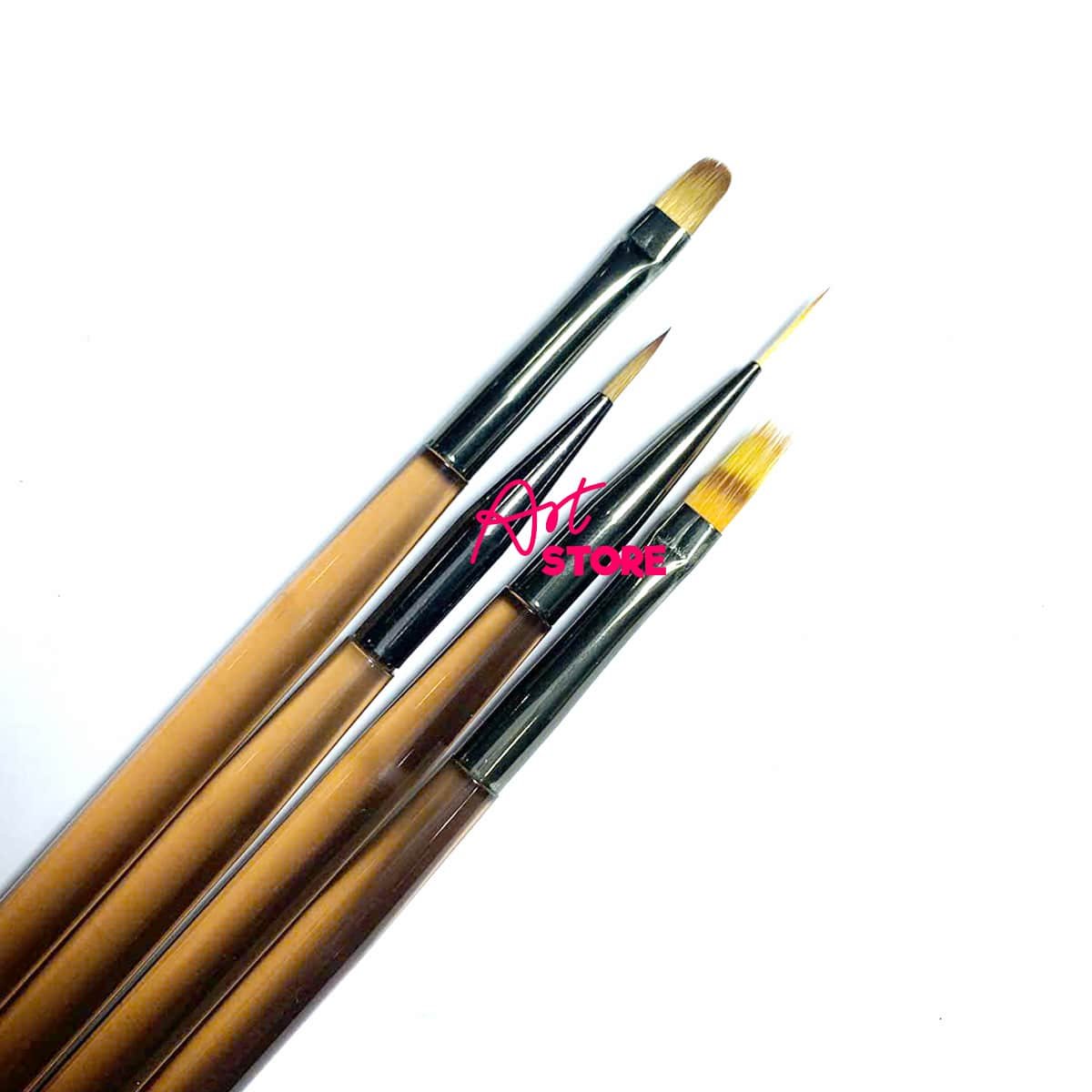 Bộ Cọ Nail Thân Trong Đen Cao Cấp – Cọ Oval | Tỉa | Ren | Nhọn - 4pc