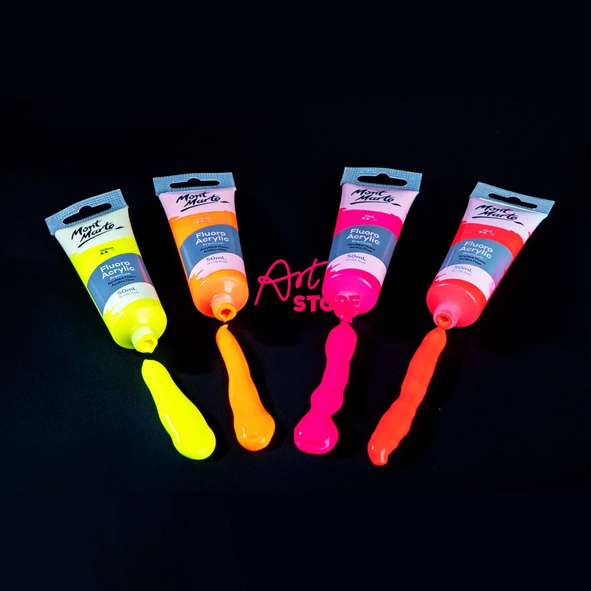 Màu Dạ Quang Phát Sáng Fluoro Acrylic Paint Premium – 50ml | 8 Màu Neon Rực Rỡ Khi Chiếu Đèn UV