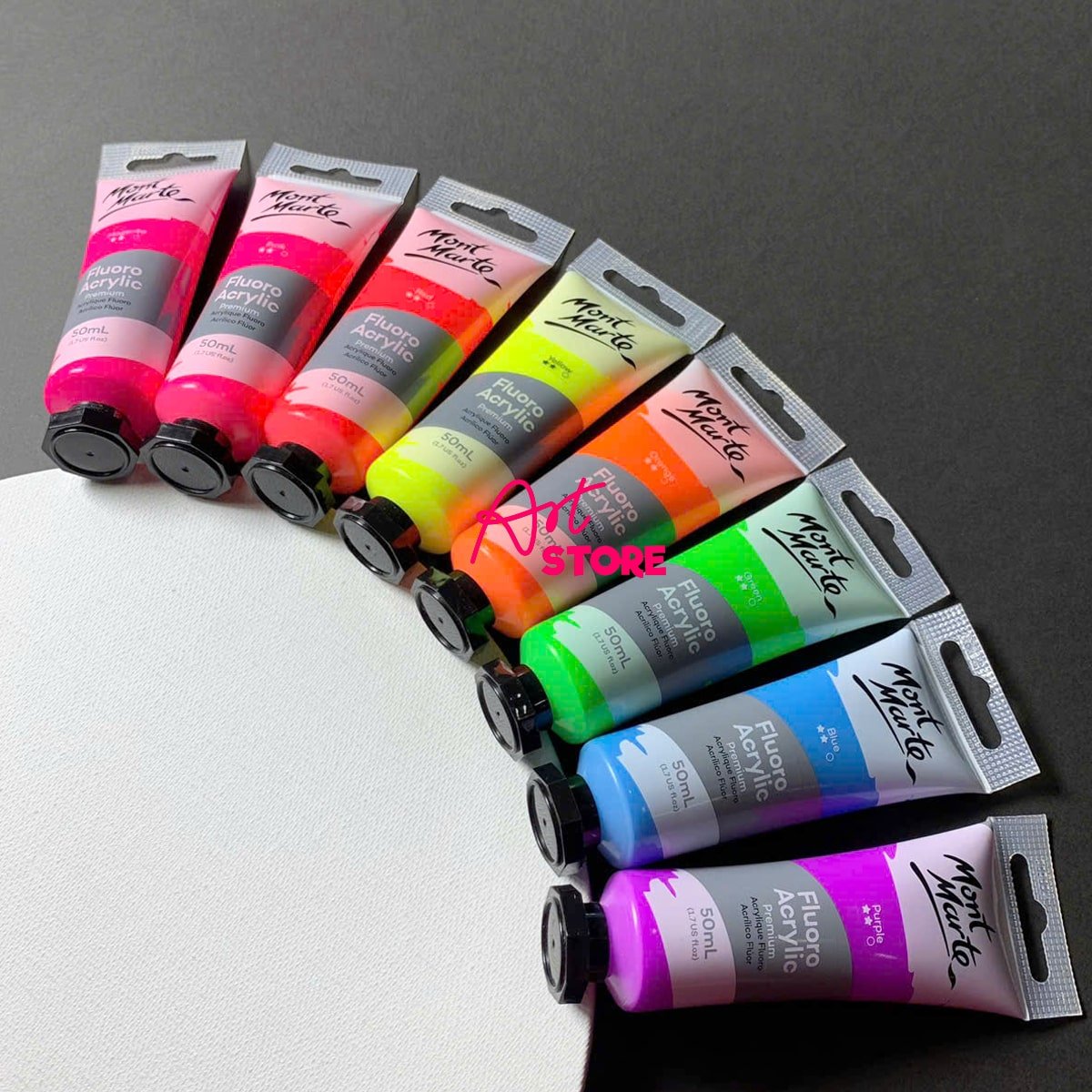 Màu Dạ Quang Phát Sáng Fluoro Acrylic Paint Premium – 50ml | 8 Màu Neon Rực Rỡ Khi Chiếu Đèn UV