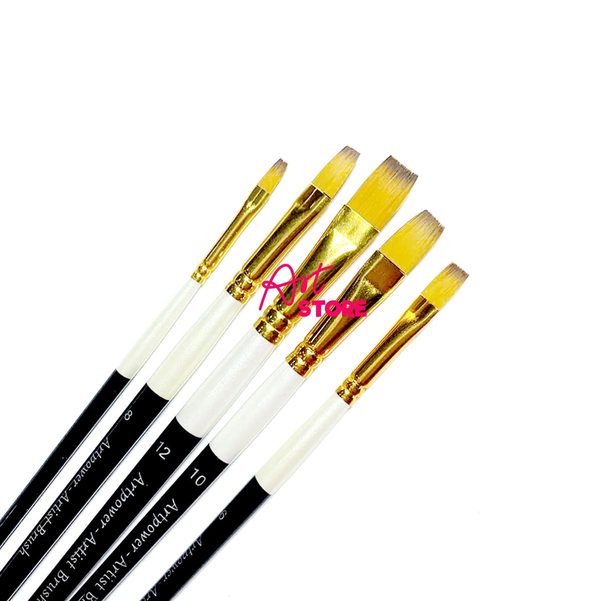 Bộ Cọ Vẽ Màu Nước, Cọ Vẽ Acrylic Đầu Dẹp Artpower MA142 - 5pc