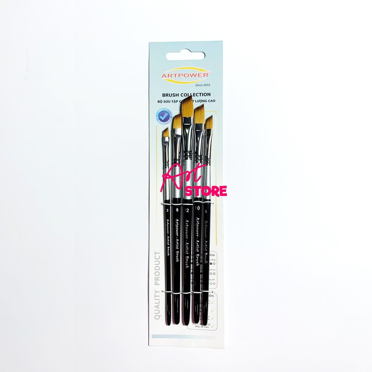 Bộ Cọ Vẽ Màu Nước, Cọ Vẽ Acrylic Đầu Vát Xéo Artpower MA141 - 5pc