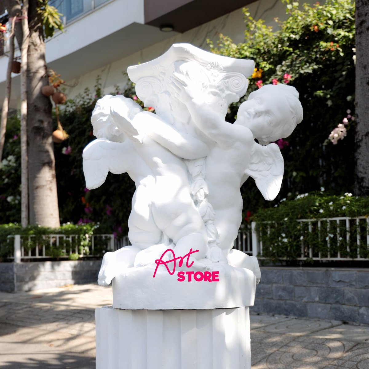 Đôn Thiên Thần Mặt Vuông Composite Cao Cấp – Trang Trí Nhà & Sân Vườn Sang Trọng