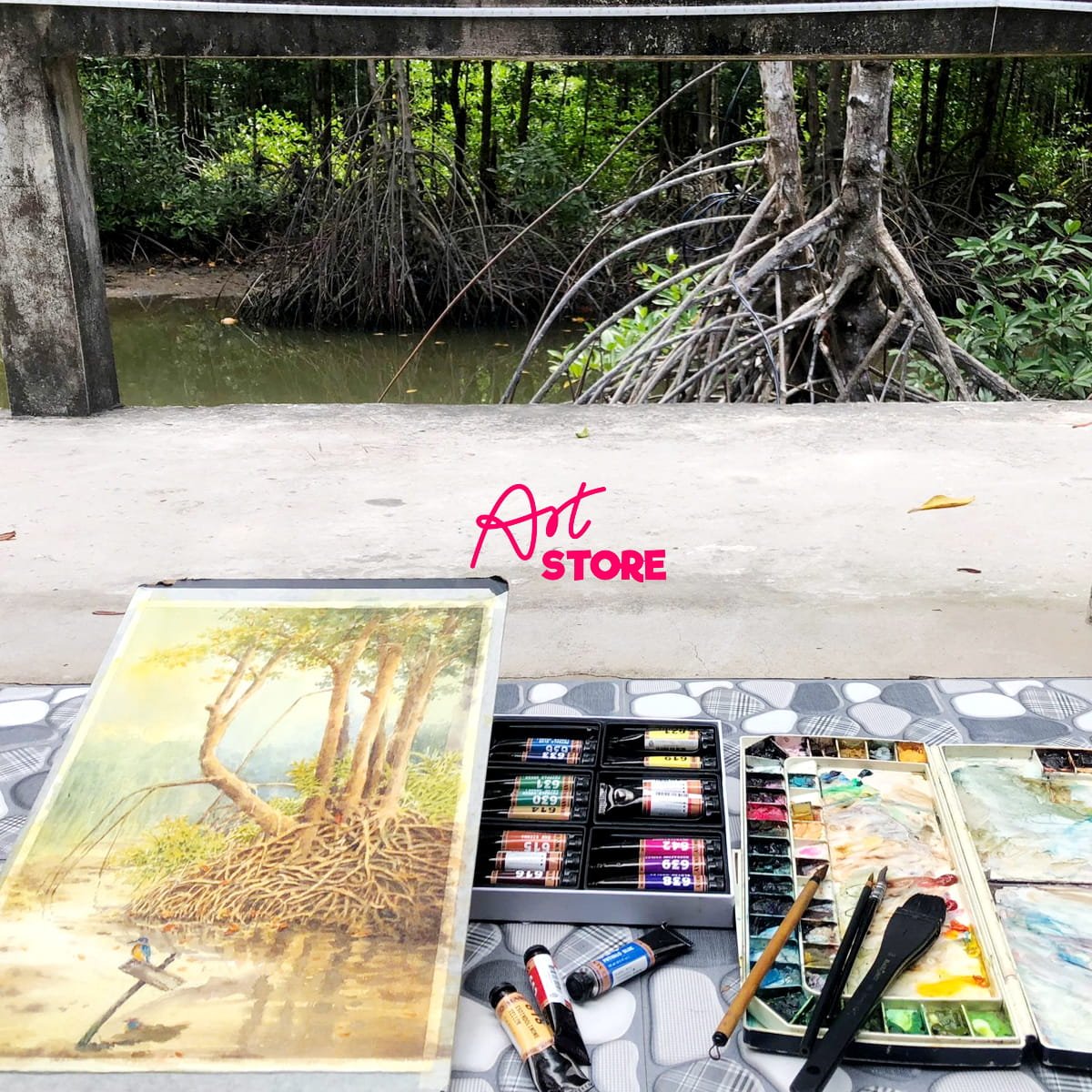 Bộ 18 Màu Nước Sunway Làm Từ Bột Khoáng Sản Tự Nhiên Cao Cấp Dòng Họa Sĩ Dạng Tuýp 15ml