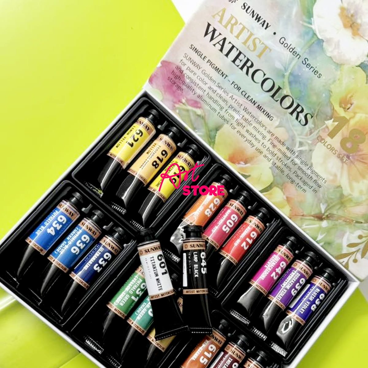 Bộ 18 Màu Nước Sunway Làm Từ Bột Khoáng Sản Tự Nhiên Cao Cấp Dòng Họa Sĩ Dạng Tuýp 15ml