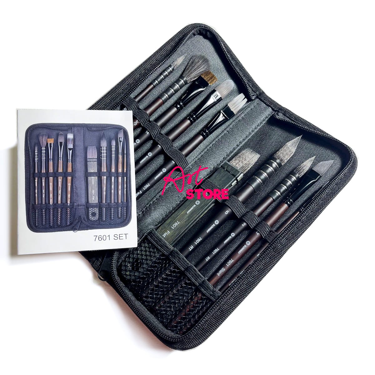 Bộ Cọ Vẽ Màu Nước Cao Cấp Đa Năng SUNWAY 7601 SET – 10pc Kèm Túi