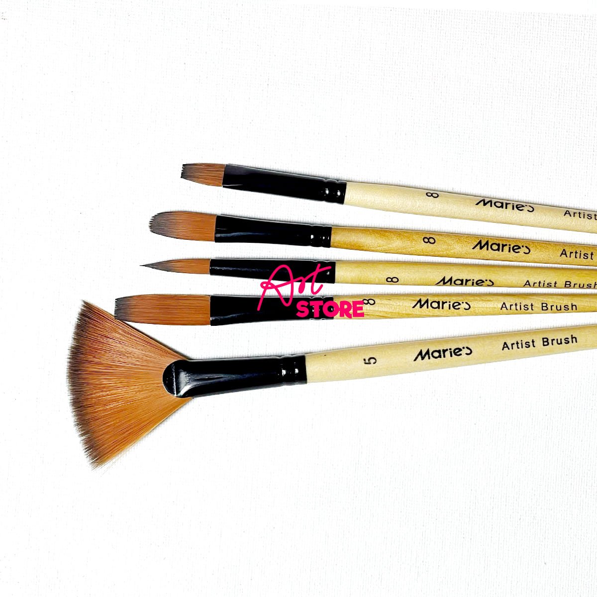 Bộ Cọ Đa Năng Nylon GWX550-3 Marie’s – Bộ 5 Cây Cọ Vẽ Acrylic, Gouache & Poster